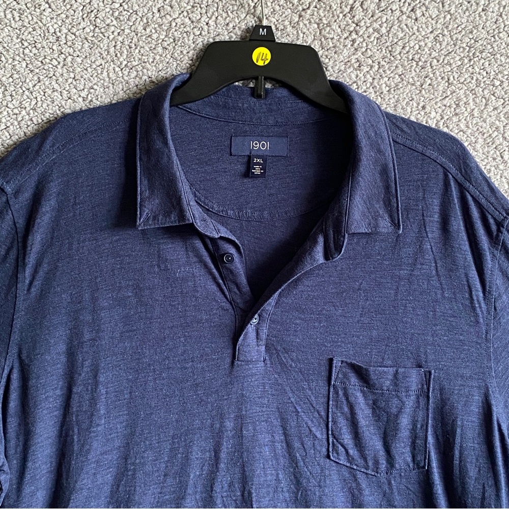 1901 Mens Polo Tshirt Size 2XL Navy Blue Short Sleeve Summer Golf